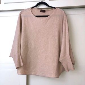 EUC Kerisma Blush Boatneck Knit Lightweight Sweater w/ 3/4 Dolman Sleeve M/L
